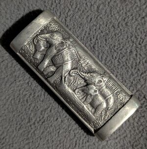 Elephant Design Silver Heavy Metal Vintage Lighter Cover From Thailand Muay Tai